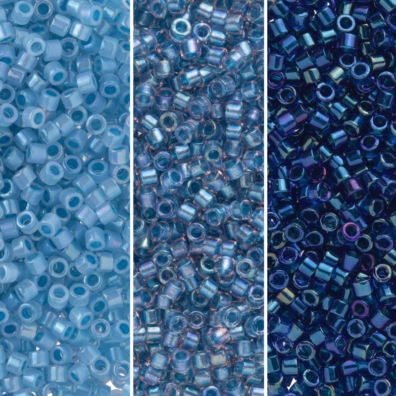 Miyuki Delica Seed Beads Bundle: Size 11/0, Blue Inside Color Lined Palette Collection DB1761, DB1762, DB1763 - Image 1